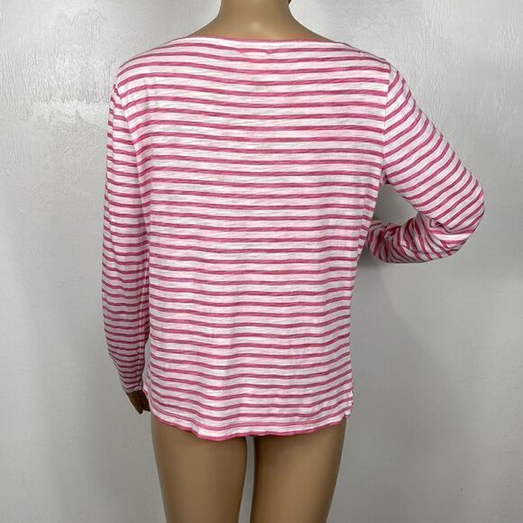 Joe Fresh White And Pink Stripes Cotton Long Sleeve Shirt Size L - Picture 4 of 8